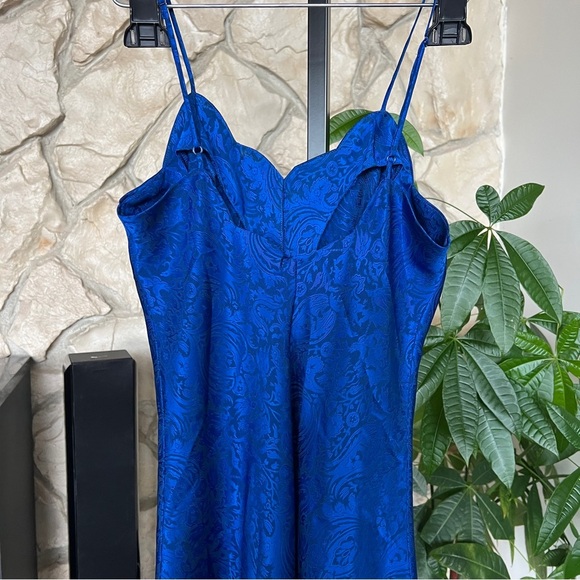 80s Vintage Victoria’s Secret Royal Blue Nightgown Slip Dress XSmall - Picture 4 of 5